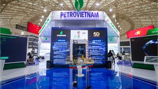 Close-up of Petrovietnam's booth at the National Achievements Exhibition 2025