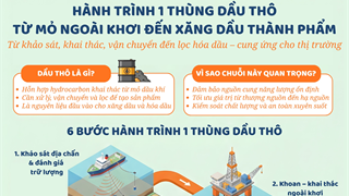 [Infographic] Hàng trình một thùng dầu thô: Từ mỏ ngoài khơi đến xăng dầu thành phẩm