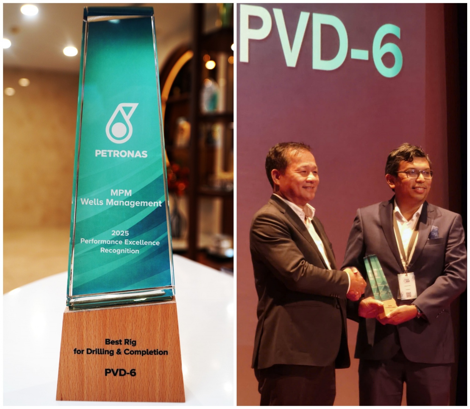 Chủ tịch HĐQT Mai Thế Toàn – đại diện PV Drilling nhận giải thưởng “Best Rig” giàn PV DRILLING VI tại Malaysia