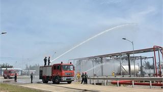 Diễn tập phương án phòng cháy chữa cháy tại kho chứa khí LPG Dung Quất