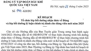Kế hoạch tổ chức lớp bồi dưỡng nhận thức về Đảng và lớp bồi dưỡng lý luận chính trị dành cho đảng viên mới năm 2025