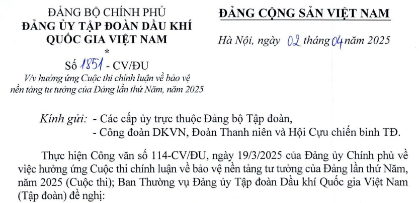 Hưởng  ứng Cuộc thi chính luận về bảo vệ nền tảng tư tưởng của Đảng lần thứ Năm, năm 2025.”