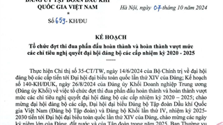 KẾ HOẠCH: Tổ chức đợt thi đua phấn đấu hoàn thành và hoàn thành vượt mức các chỉ tiêu nghị quyết đại hội đảng bộ các cấp nhiệm kỳ 2020 - 2025
