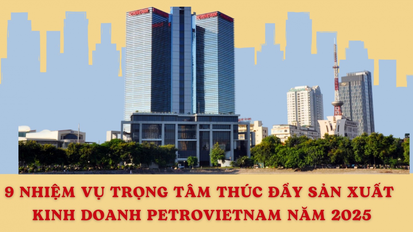 [Infographic] 9 nhiệm vụ trọng tâm thúc đẩy sản xuất kinh doanh Petrovietnam năm 2025”