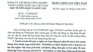 V/v định hướng công tác tuyên truyền miệng tháng 9/2025
