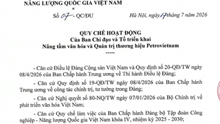 QUY CHẾ HOẠT ĐỘNG Của Ban Chỉ đạo và Tổ triển khai Nâng tầm văn hóa và Quản trị thương hiệu Petrovietnam