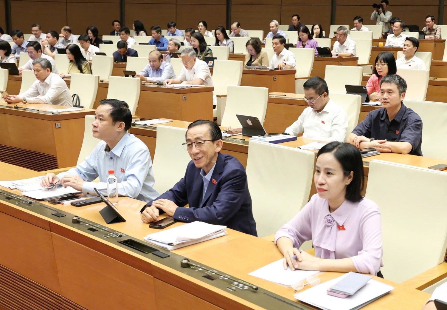 Các đại biểu tham gia biểu quyết thông qua Luật Dầu khí (sửa đổi).