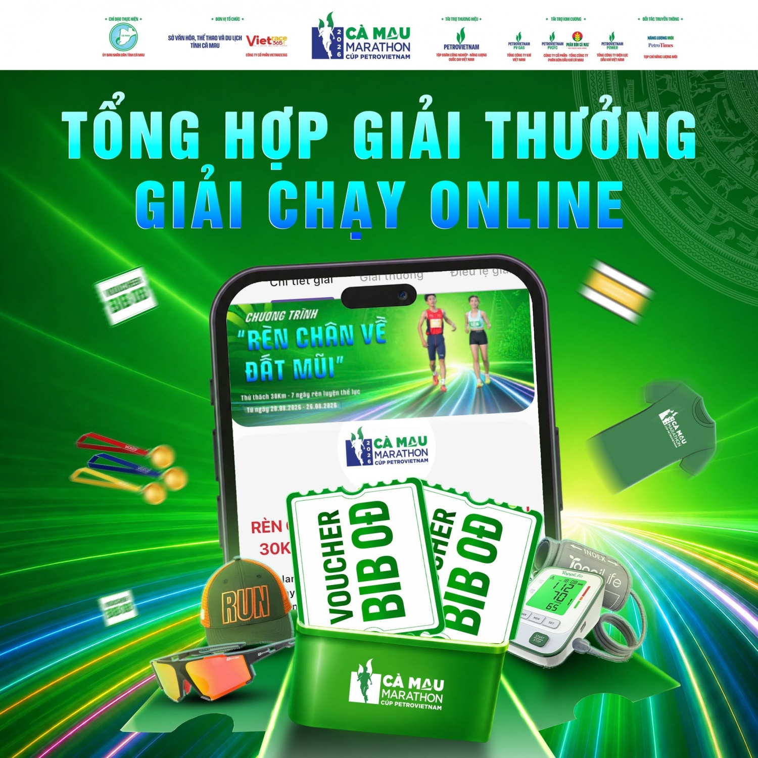 Các giải thưởng của thử thách online “Rèn chân về Đất Mũi”.