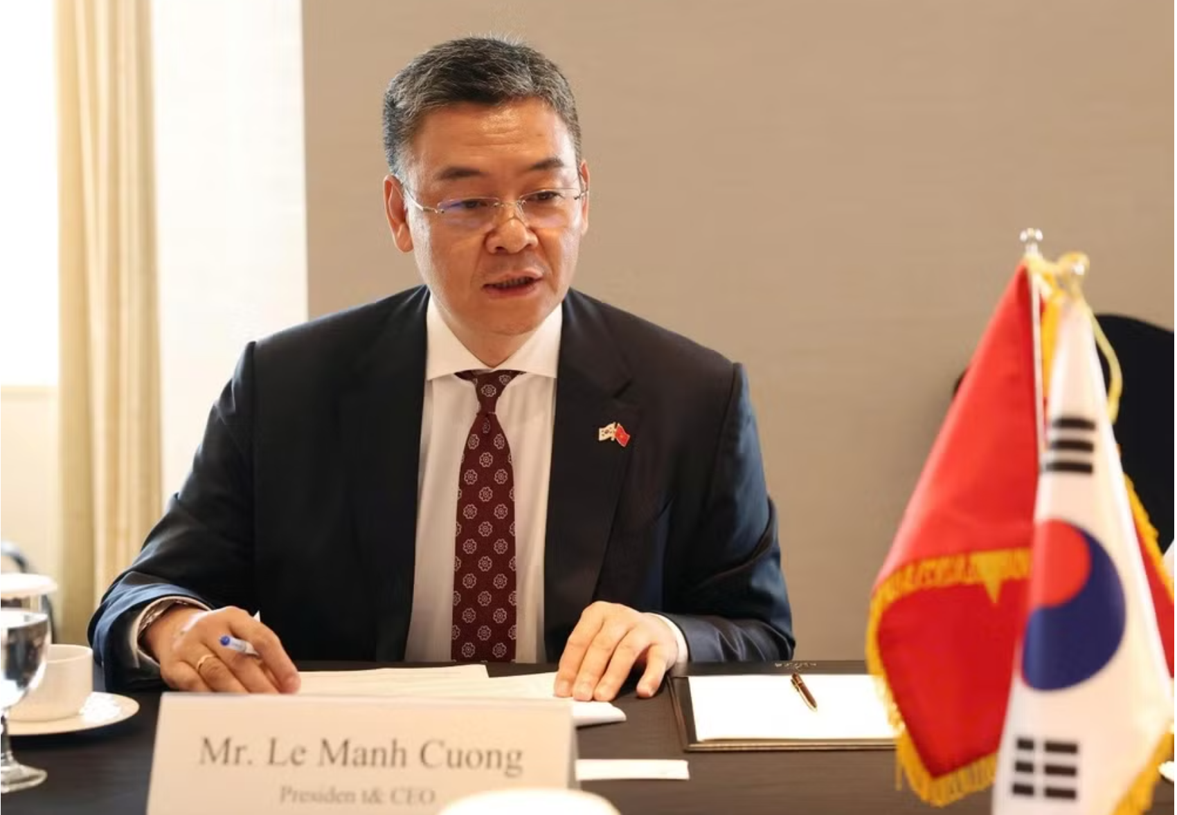 Tổng Giám đốc Lê Mạnh Cường cho biết điện hạt nhân đang trở thành một trong những lĩnh vực có nhiều tiềm năng hợp tác giữa Việt Nam và Hàn Quốc. (Ảnh: NGÔ HƯƠNG)