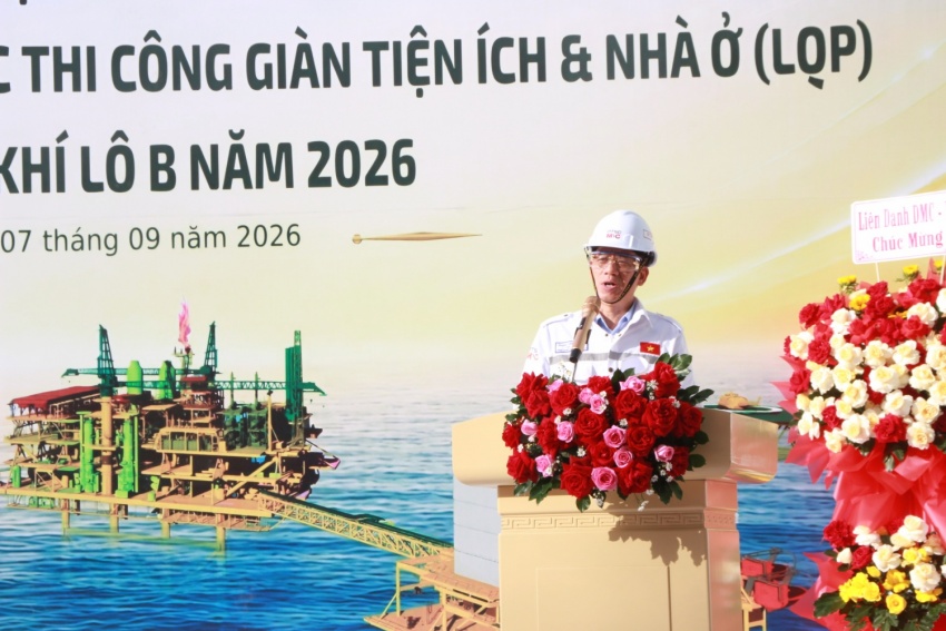 Ông Phạm Văn Chuân - Chủ tịch Công đoàn PTSC M&C phát biểu tại lễ phát động.