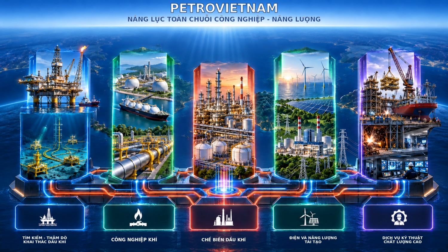 Minh họa năng lực liên kết chuỗi đồng bộ của PETROVIETNAM.