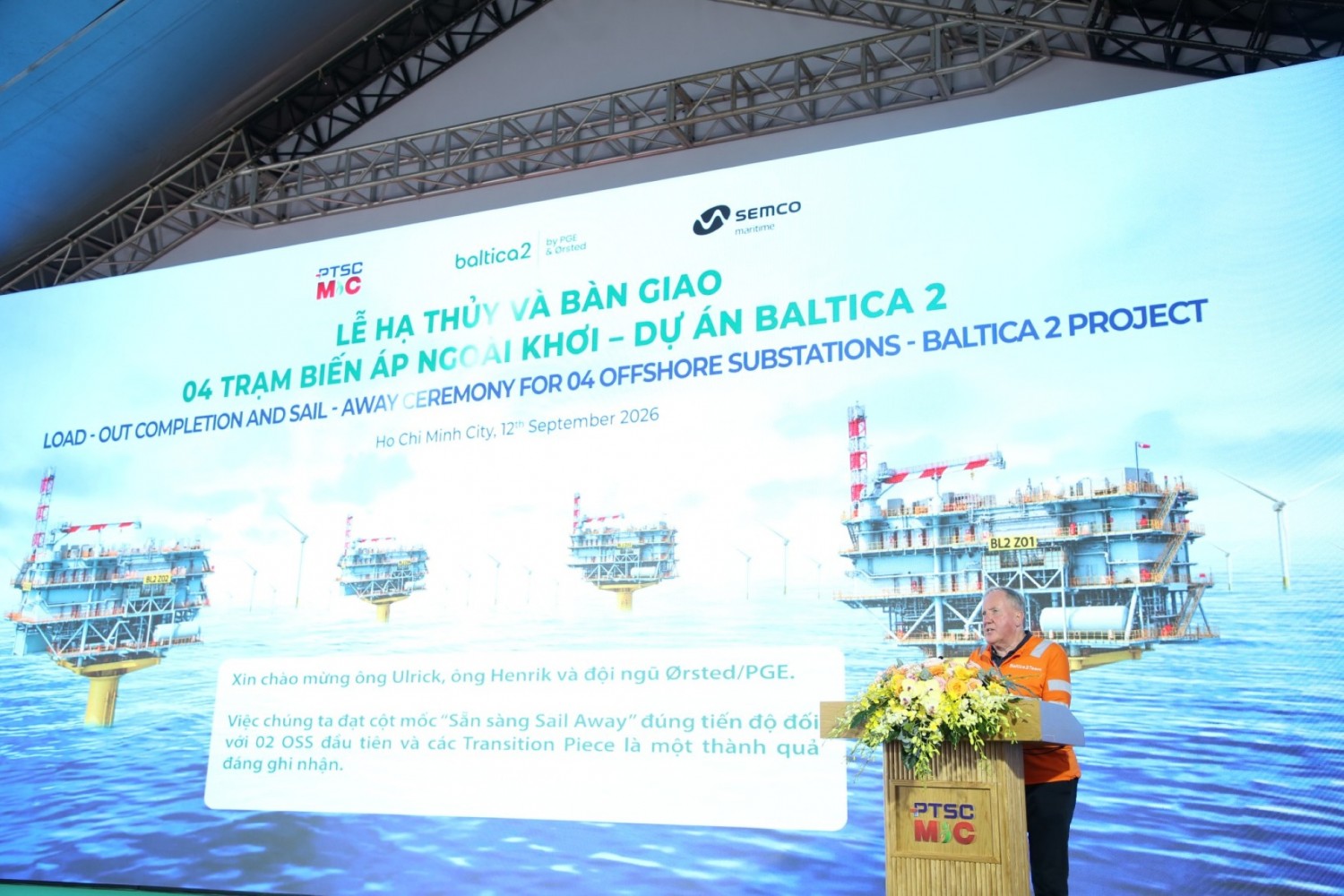 Ông Keith Taylor - Thành viên Hội đồng quản trị Semco Maritime, đánh giá việc xây dựng đồng thời 4 OSS đúng tiến độ là một thành quả đáng ghi nhận.