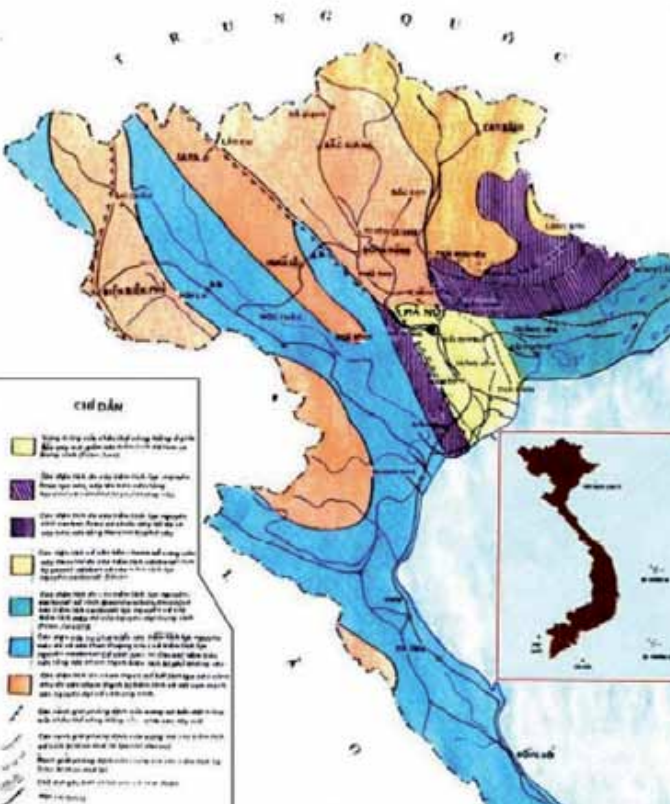 Bản đồ phân vùng triển vọng dầu khí miền Bắc Việt Nam năm 1959-1960 (Ảnh: Lịch sử ngành dầu khí Việt Nam tập 1)