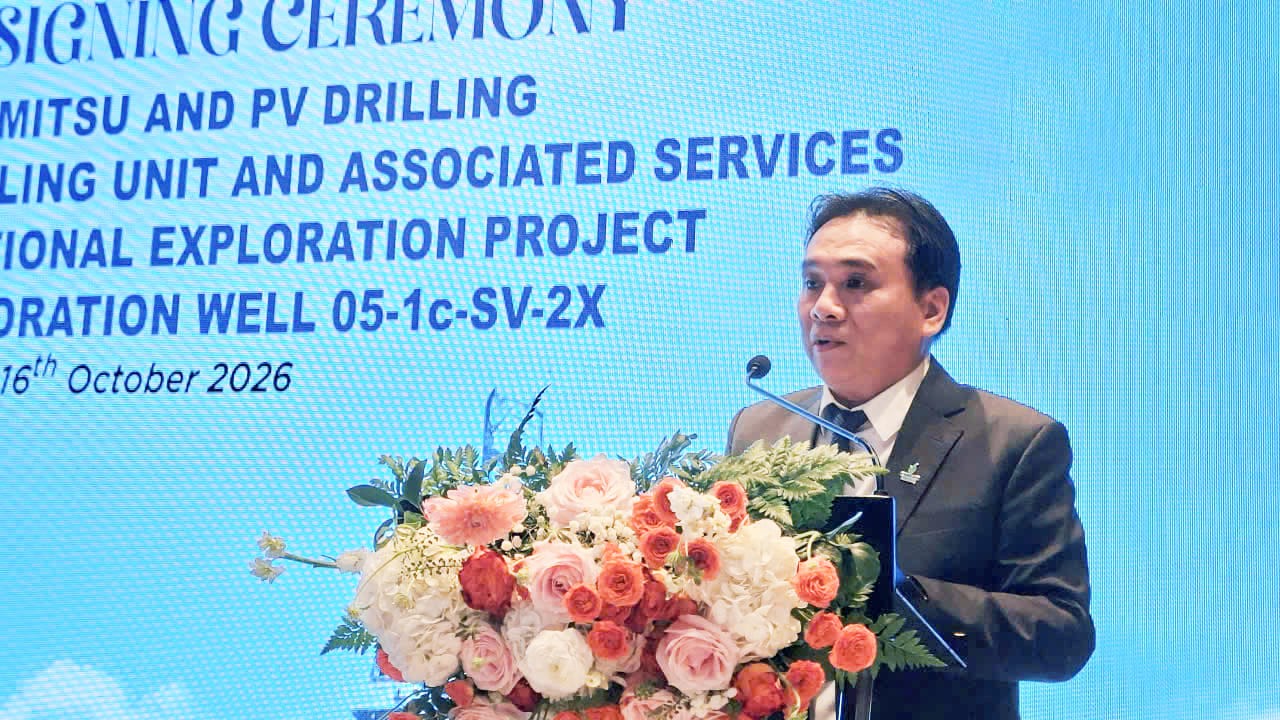 Ông Nguyễn Xuân Cường - Tổng Giám đốc PV Drilling phát biểu tại lễ ký hợp đồng.