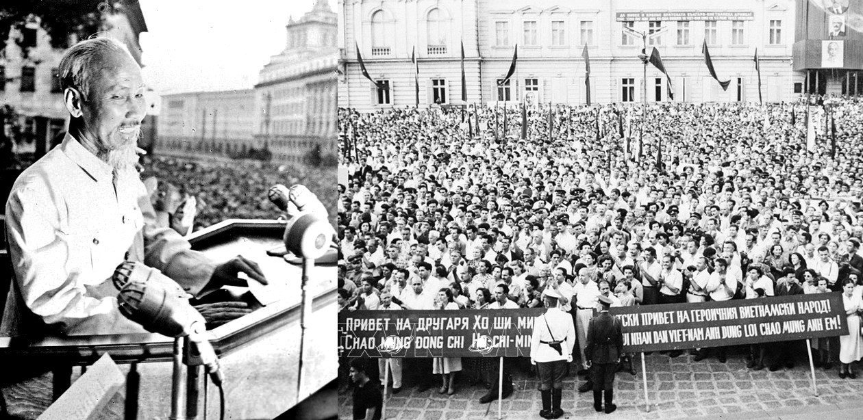 Chủ tịch Hồ Chí Minh phát biểu tại lễ mít tinh chào mừng Người thăm hữu nghị Bulgaria (13/8/1957) - Ảnh tư liệu