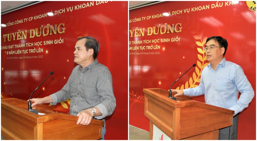 ông Hồ Trọng Thoán và ông Hoàng Xuân Bách đã chúc mừng và biểu dương các cháu ông Hồ Trọng Thoán và ông Hoàng Xuân Bách đã chúc mừng và biểu dương các cháu