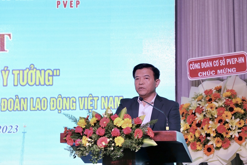 Chủ tịch Công đoàn PVEP Kiều Ngọc Anh phát biểu khai mạc buổi lễ