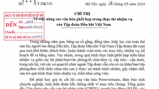 Chỉ thị 1443 về nâng cao văn hóa phối hợp trong thực thi nhiệm vụ của Tập đoàn DKVN