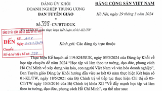 Công văn số 398 về việc  sơ kết 03 năm thực hiện Kết luận số 01-KL/TW