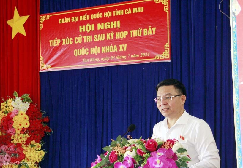 Đồng chí Lê Mạnh Hùng tiếp xúc cử tri xã Tân Bằng sau Kỳ họp thứ 7, Quốc hội khóa XV”