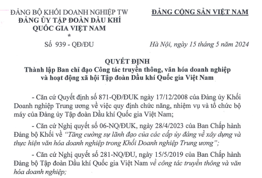 Quyết định thành lập Ban chỉ đạo Công tác truyền thông”