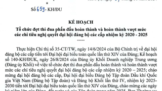 Kế hoạch tổ chức đợt thi đua phấn đấu hoàn thành và hoàn thành vượt mức các chỉ tiêu nghị quyết đại hội đảng bộ các cấp nhiệm kỳ 2020 -2025