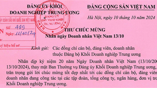 Thư chúc mừng Ngày Doanh nhân Việt Nam