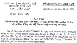 Báo cáo Việc thực hiện Quy định số 99-QĐ/TW ngày 27/02/2023