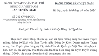 Định hướng công tác tuyên truyền miệng tháng 10/2024